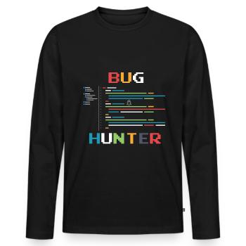 Bugs Bug Gamer Game Zocker Spielfehler - Männer Premium Bio Langarmshirt - Schwarz - Vorne - Nico (187cm)