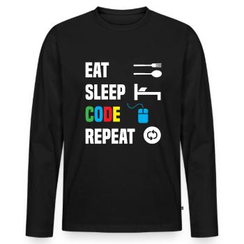 Code Codierung Coder Kodierung Informatiker - Männer Premium Bio Langarmshirt - Schwarz - Vorne - Nico (187cm)