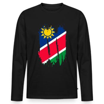 Namibia - Männer Premium Bio Langarmshirt - Schwarz - Vorne - Nico (187cm)