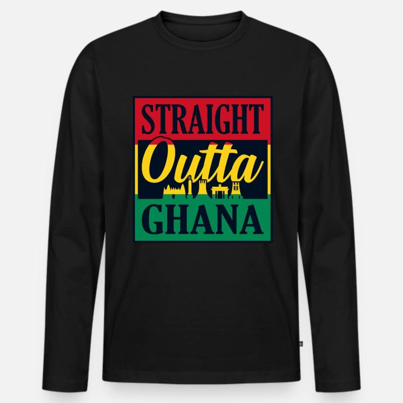 Ghana - Männer Premium Bio Langarmshirt - Schwarz