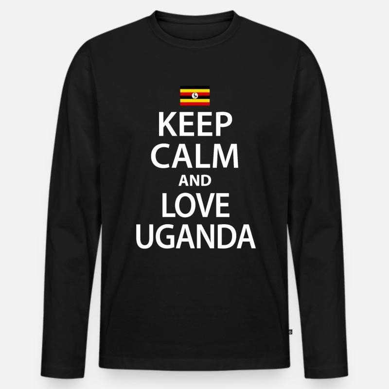 Uganda - Männer Premium Bio Langarmshirt - Schwarz