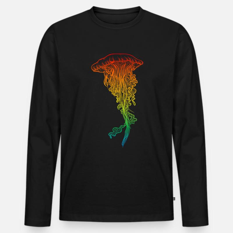 Qualle - Männer Premium Bio Langarmshirt - Schwarz