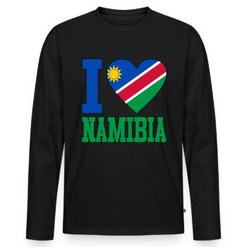 Namibia - Männer Premium Bio Langarmshirt - Schwarz - Vorne - Nico (187cm)