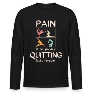 La douleur est temporaire, cesser de fumer dure pour toujours - Yoga - T-shirt manches longues Premium bio Homme - noir - Devant - Nico (187cm)