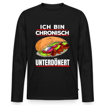 Döner Kebab Spruch - Chronisch unterdönert - Männer Premium Bio Langarmshirt - Schwarz - Vorne - Nico (187cm)