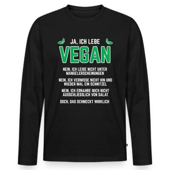 Veganer Spruch - VOrurteile Ich lebe vegan - Männer Premium Bio Langarmshirt - Schwarz - Vorne - Nico (187cm)