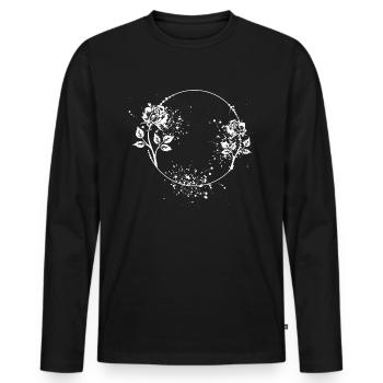 Cadre rose rond avec taches de couleur - T-shirt manches longues Premium bio Homme - noir - Devant - Nico (187cm)
