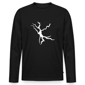 White Crack Split Lightning Decoration - Men's Premium Organic Long Sleeve Shirt - black - Front - Nico (187cm)