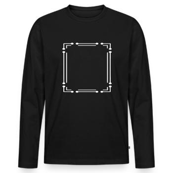 Circle lines frame with strokes white - Men's Premium Organic Long Sleeve Shirt - black - Front - Nico (187cm)