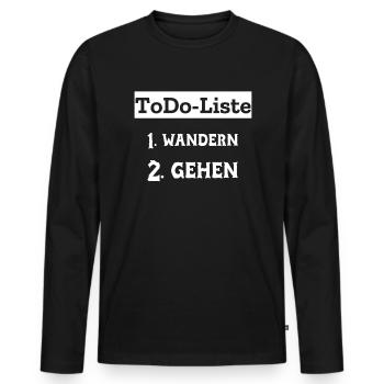 To Do Liste Aufgabenliste Wandern - Männer Premium Bio Langarmshirt - Schwarz - Vorne - Nico (187cm)