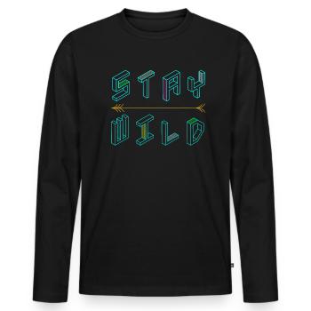 Stay wild in 3D, ein cooles Statement - Männer Premium Bio Langarmshirt - Schwarz - Vorne - Nico (187cm)