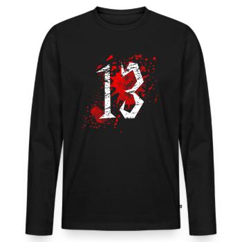 Freitag 13. Juli 2018 Pech gehabt - Männer Premium Bio Langarmshirt - Schwarz - Vorne - Nico (187cm)