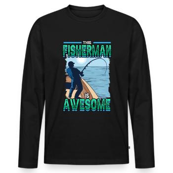 Pêche Ce pêcheur est génial chasse au poisson - T-shirt manches longues Premium bio Homme - noir - Devant - Nico (187cm)