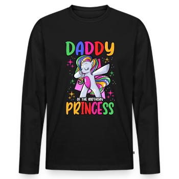 Unicorn Daddy Of The Birthday Princess Celebration - Men's Premium Organic Long Sleeve Shirt - black - Front - Nico (187cm)
