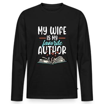 Mari Ma Femme Est Mon Auteur Préféré Histoire De Roman - T-shirt manches longues Premium bio Homme - noir - Devant - Nico (187cm)