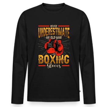 Never Underestimate An Old Man With Boxing Gloves - Männer Premium Bio Langarmshirt - Schwarz - Vorne - Nico (187cm)