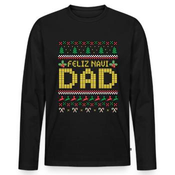 Noël Feliz NaviDad Costume de Pull de Noël Laid - T-shirt manches longues Premium bio Homme - noir - Devant - Nico (187cm)