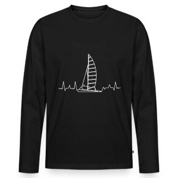 Sailing Heartbeat Boating Sail Boat Captain - Men's Premium Organic Long Sleeve Shirt - black - Front - Nico (187cm)