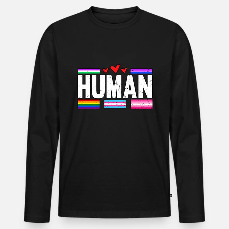 Human LGBT Pride Month Bisexual - Männer Premium Bio Langarmshirt - Schwarz