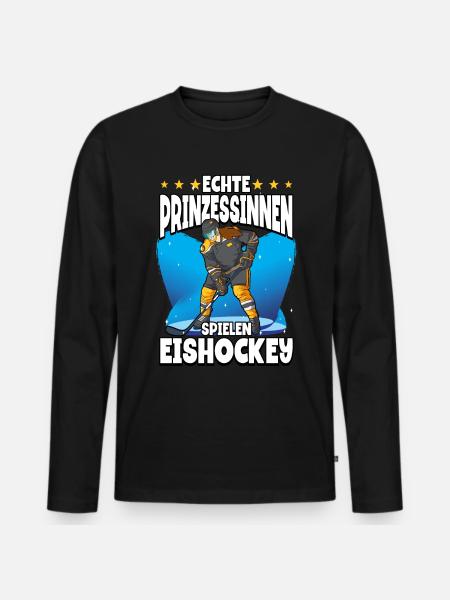 Eishockey Frauen Eishockeyspielerin - Männer Premium Bio Langarmshirt - Schwarz
