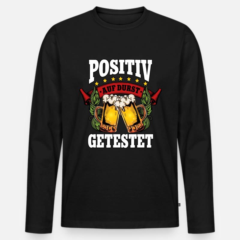 Positiv auf Bier - Männer Premium Bio Langarmshirt - Schwarz