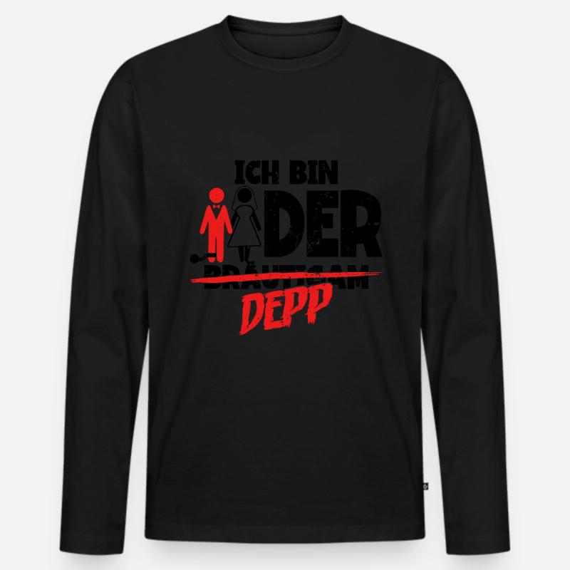 Ich bin der Depp Bräutigam - Männer Premium Bio Langarmshirt - Schwarz