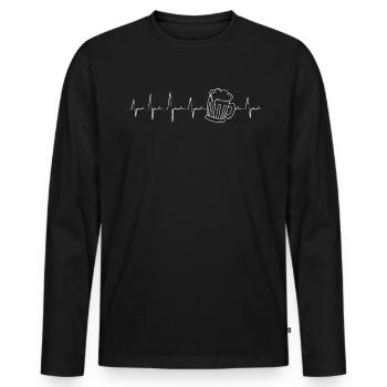 Bier Herzschlag Bier - Männer Premium Bio Langarmshirt - Schwarz - Vorne - Nico (187cm)
