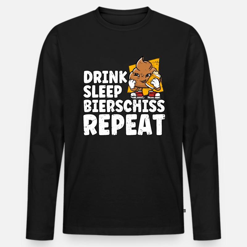 Drink Sleep Bierschiss Repeat Bier - Männer Premium Bio Langarmshirt - Schwarz