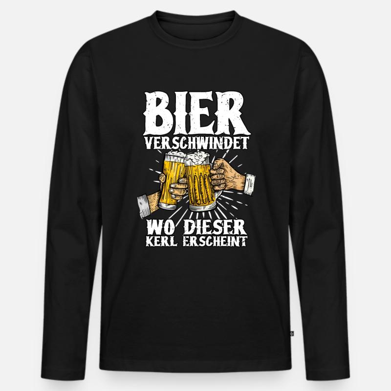 Bier - Männer Premium Bio Langarmshirt - Schwarz
