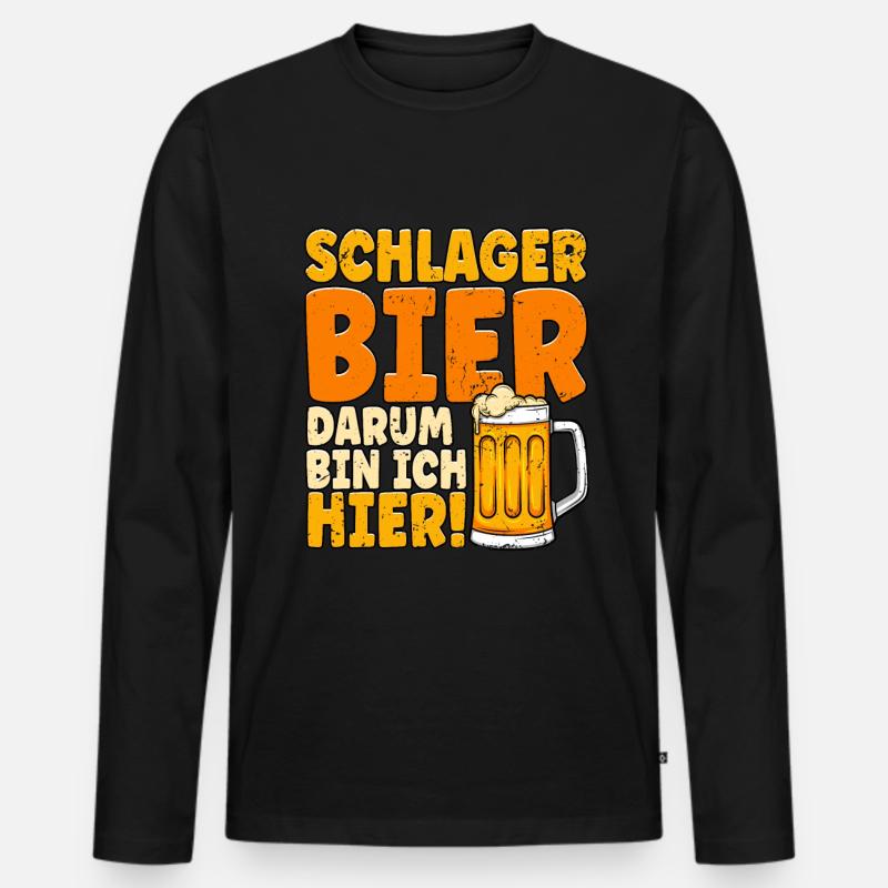 Schlagerparty Schlager Bier - Männer Premium Bio Langarmshirt - Schwarz