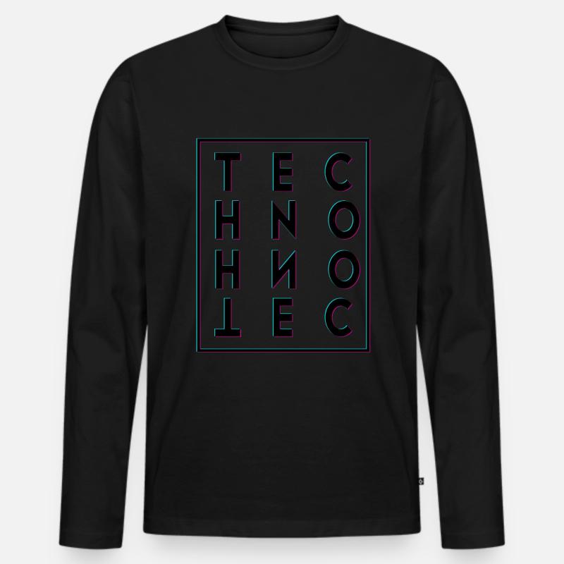 Techno - Männer Premium Bio Langarmshirt - Schwarz