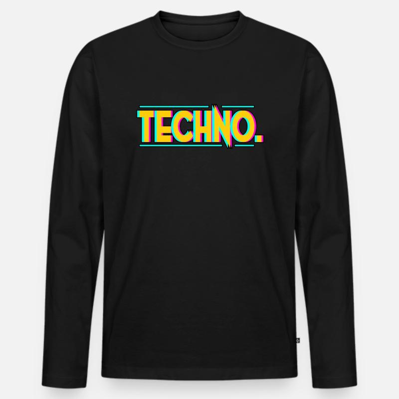 Techno - Männer Premium Bio Langarmshirt - Schwarz