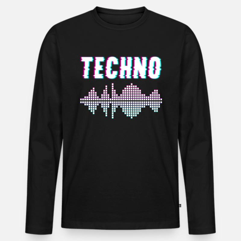 Techno Musik - Männer Premium Bio Langarmshirt - Schwarz