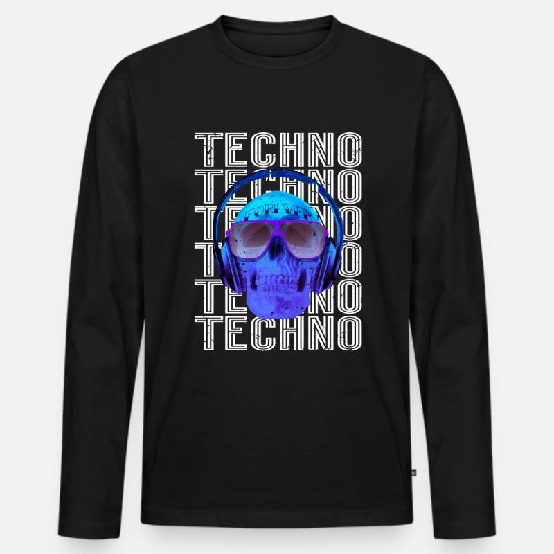 Techno Musik - Männer Premium Bio Langarmshirt - Schwarz
