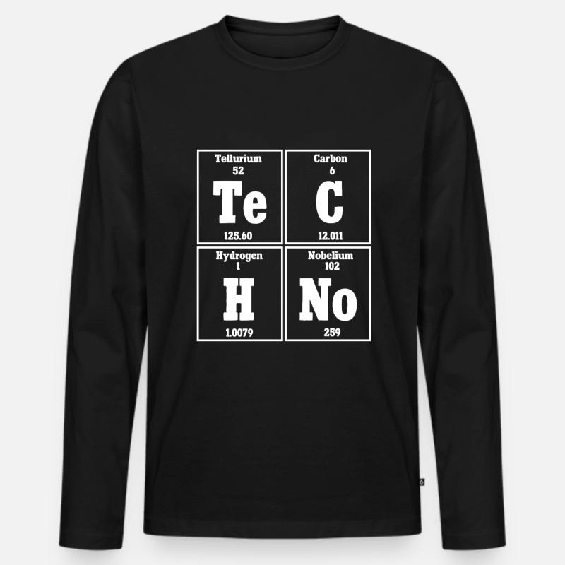 Techno Musik Rave Techno Periodensystem - Männer Premium Bio Langarmshirt - Schwarz