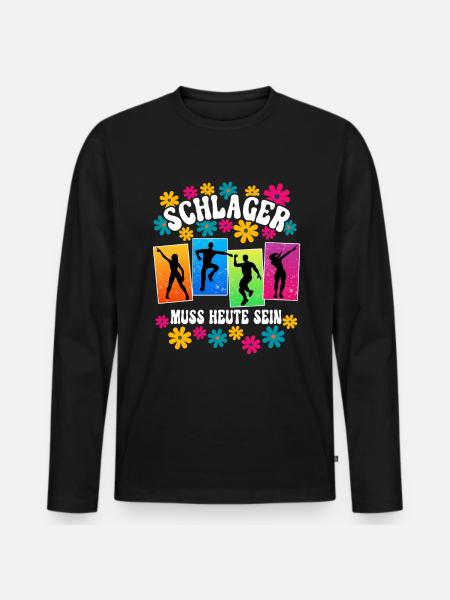 Schlagerparty Schlager - Männer Premium Bio Langarmshirt - Schwarz