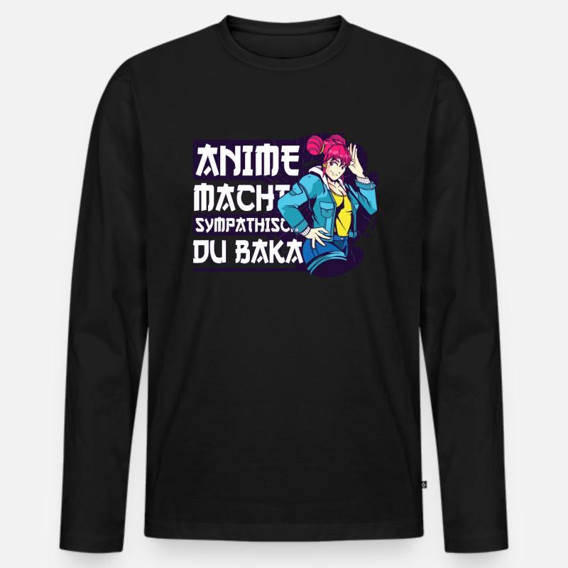 Anime Spruch Weeb Otaku - Männer Premium Bio Langarmshirt - Schwarz