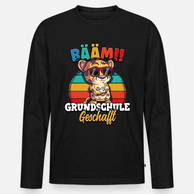 Bääm Grundschule Geschafft - Männer Premium Bio Langarmshirt - Schwarz