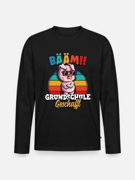 Bääm Grundschule Geschafft - Männer Premium Bio Langarmshirt - Schwarz