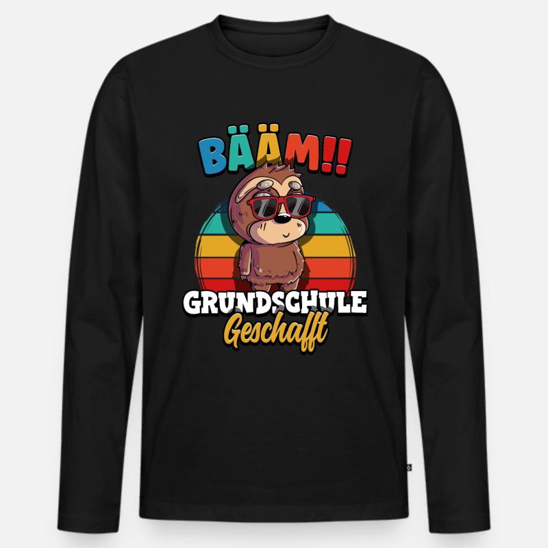 Bääm Grundschule Geschafft - Männer Premium Bio Langarmshirt - Schwarz