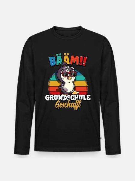 Bääm Grundschule Geschafft - Männer Premium Bio Langarmshirt - Schwarz