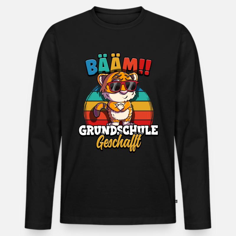 Bääm Grundschule Geschafft - Männer Premium Bio Langarmshirt - Schwarz