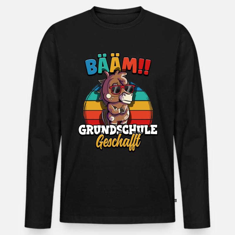 Bääm Grundschule Geschafft - Männer Premium Bio Langarmshirt - Schwarz