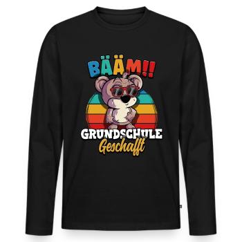 Bääm Grundschule Geschafft - Männer Premium Bio Langarmshirt - Schwarz - Vorne - Nico (187cm)