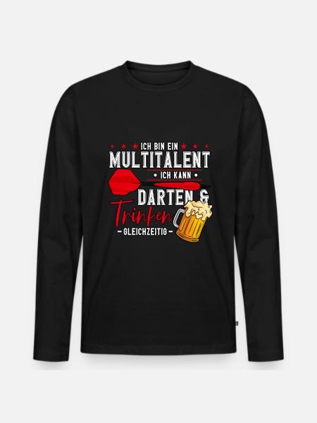 Darts Dartspieler - Männer Premium Bio Langarmshirt - Schwarz