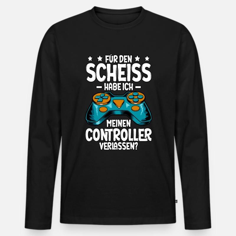 Zocken Gaming - Männer Premium Bio Langarmshirt - Schwarz
