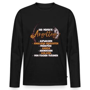 Angeln Angler - Männer Premium Bio Langarmshirt - Schwarz - Vorne - Nico (187cm)