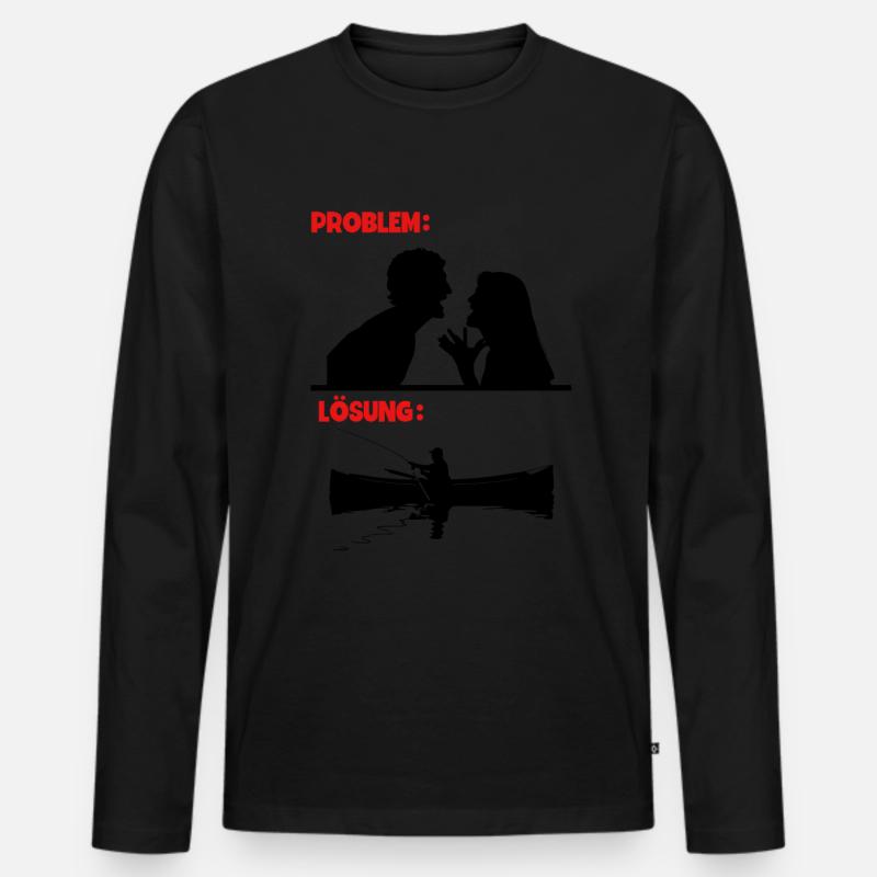 Angeln Angler - Männer Premium Bio Langarmshirt - Schwarz