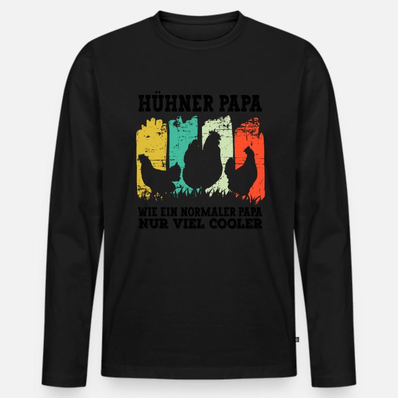 Huhn Hühner Papa - Männer Premium Bio Langarmshirt - Schwarz