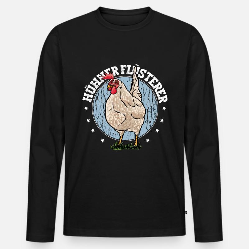 Huhn Hühner Flüsterer - Männer Premium Bio Langarmshirt - Schwarz
